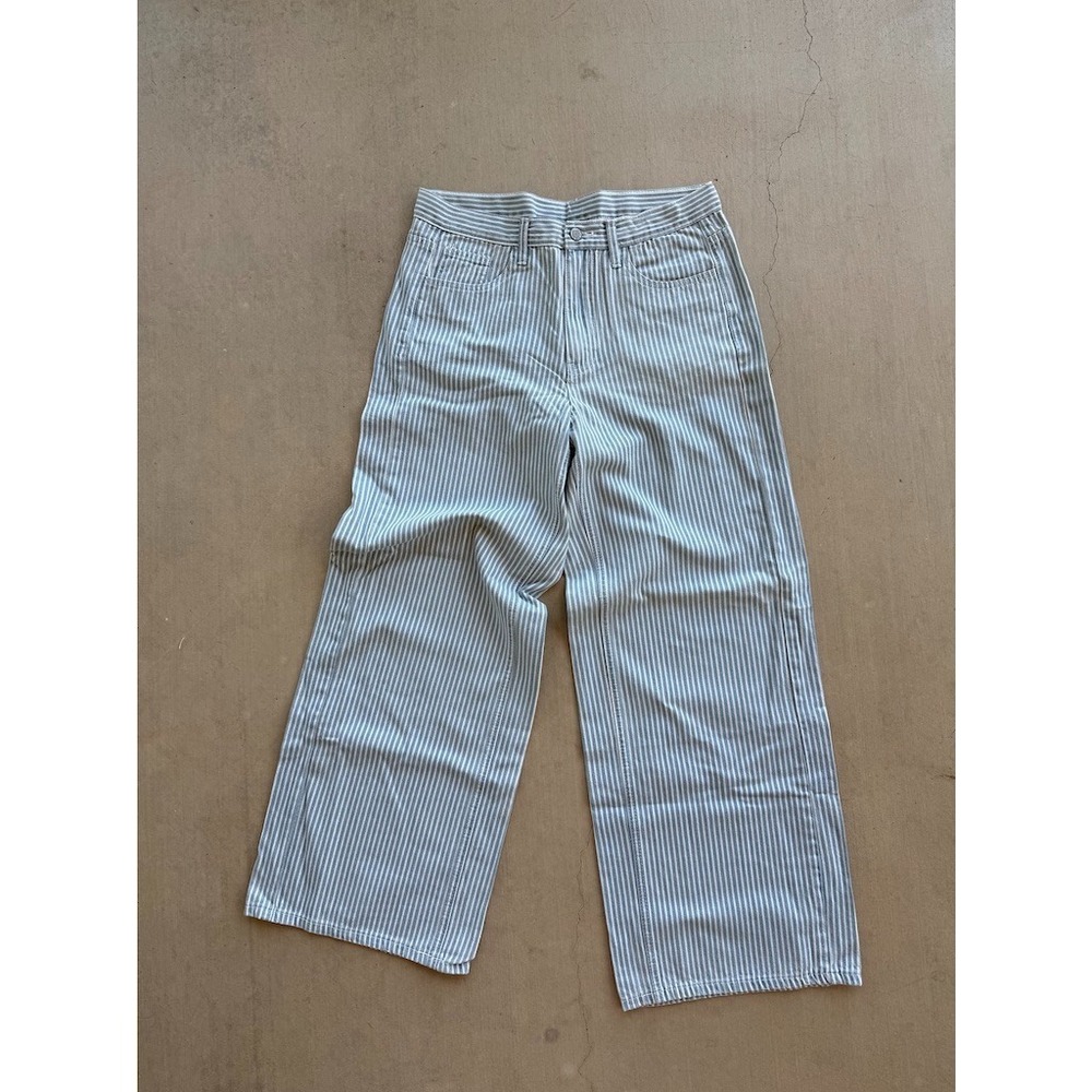John Galt Brandy Melville Striped Wide Leg Jeans Womens S Blue White